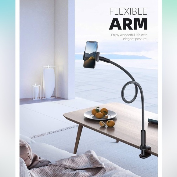 Lamicall flexible gooseneck leather phone holder for bed or desk - Picture 3 of 9